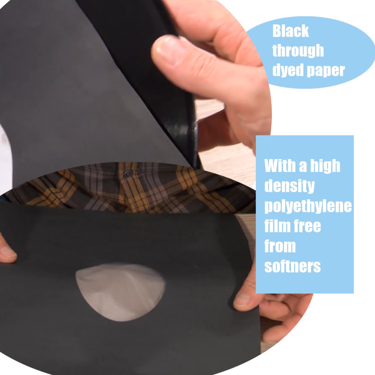Polylined Paper 12 Inner Vinyl Record Anti Static Sleeve, black 80 grs.  paper - bevelled corners, 12-inch LP Sleeves